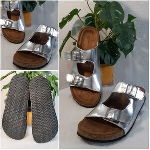 New Leather Buckled Slip On Sandals Wm 10